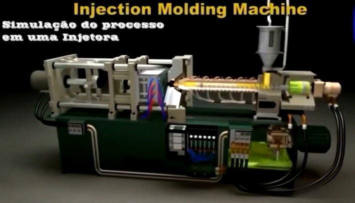 Wideo 3D przedstawiające proces formowania wtryskowego tworzyw sztucznych