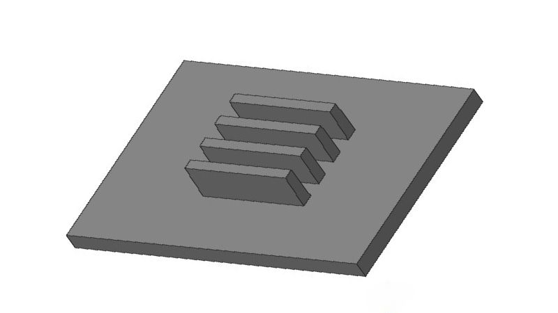 Dois diagramas: "Ribs" com divisores verticais, "Gussets" com suportes diagonais. Ambos têm marcas de verificação azuis embaixo.