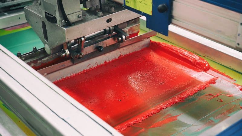 스크린 인쇄기의 빨간색 부분