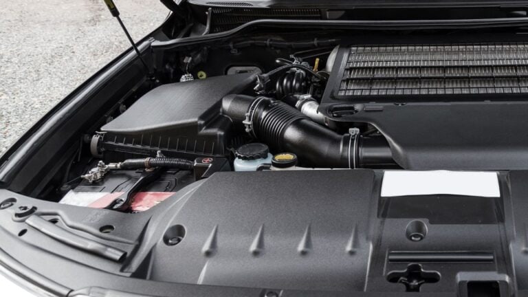 the front engine compartment with plastic housings, frames and components