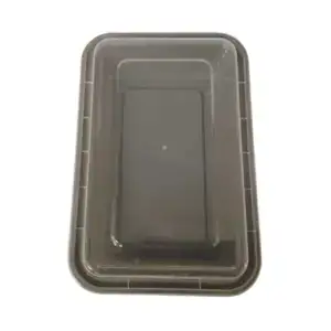 Reusable plastic food storage container for kitchen organization.