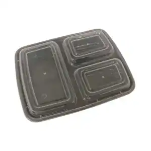 Food storage container with multiple compartments for meal prep.