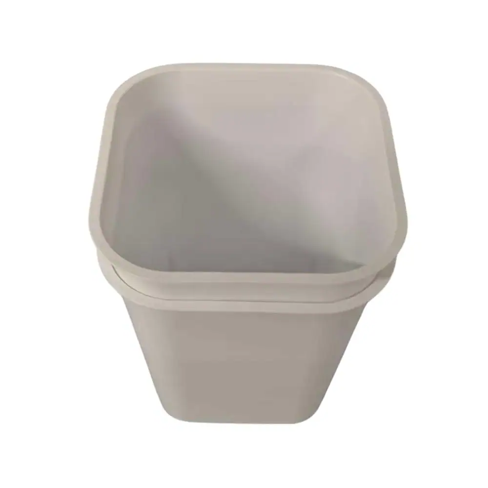 High-quality white trash bin with a sleek design, ideal for recycling and waste disposal in homes or offices. Durable plastic construction with a spacious interior for easy waste collection.