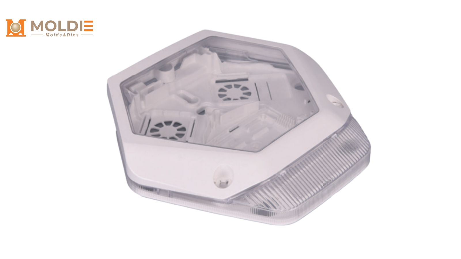 a plastic lighting component made by Moldie