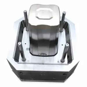 Curved-Cover Waste Bin Injection Mould