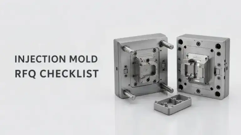 Close-up of injection mold components used in manufacturing, highlighting precision and quality for RFQ process.
