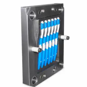 Metal mold for creating diamond-texture storage boxes with multiple cavities and injection points, used in manufacturing plastic storage containers.