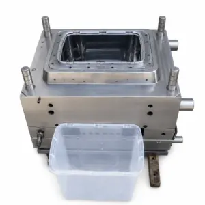 Hinged-Lid Clear Storage Tote Body Mould