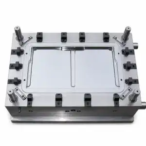 High-precision industrial mechanical fixture with adjustable clamps and metal components for manufacturing processes.