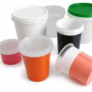 Collection of various plastic containers with different colors and sizes, suitable for storage and organization.