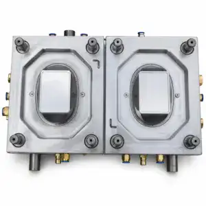 Twin-cavity deep oval thin-wall tub mould used for manufacturing lightweight plastic containers, featuring precise cavity design and durable construction.