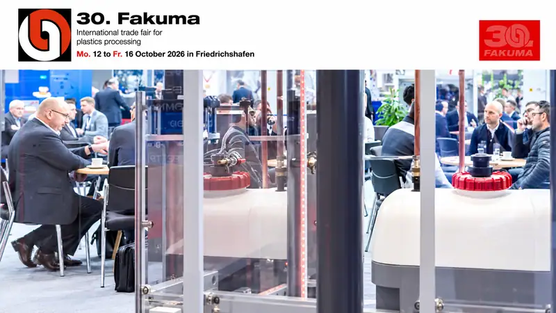 Moldie booth at Fakuma 2026 showcasing innovative plastic processing solutions with industry professionals and visitors.